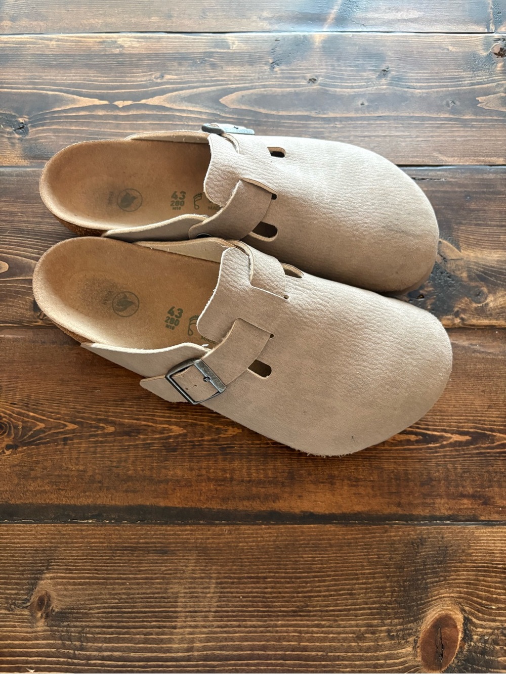 Birkenstock Unisex Taupe Suede Boston Clogs - Picture 3 of 6